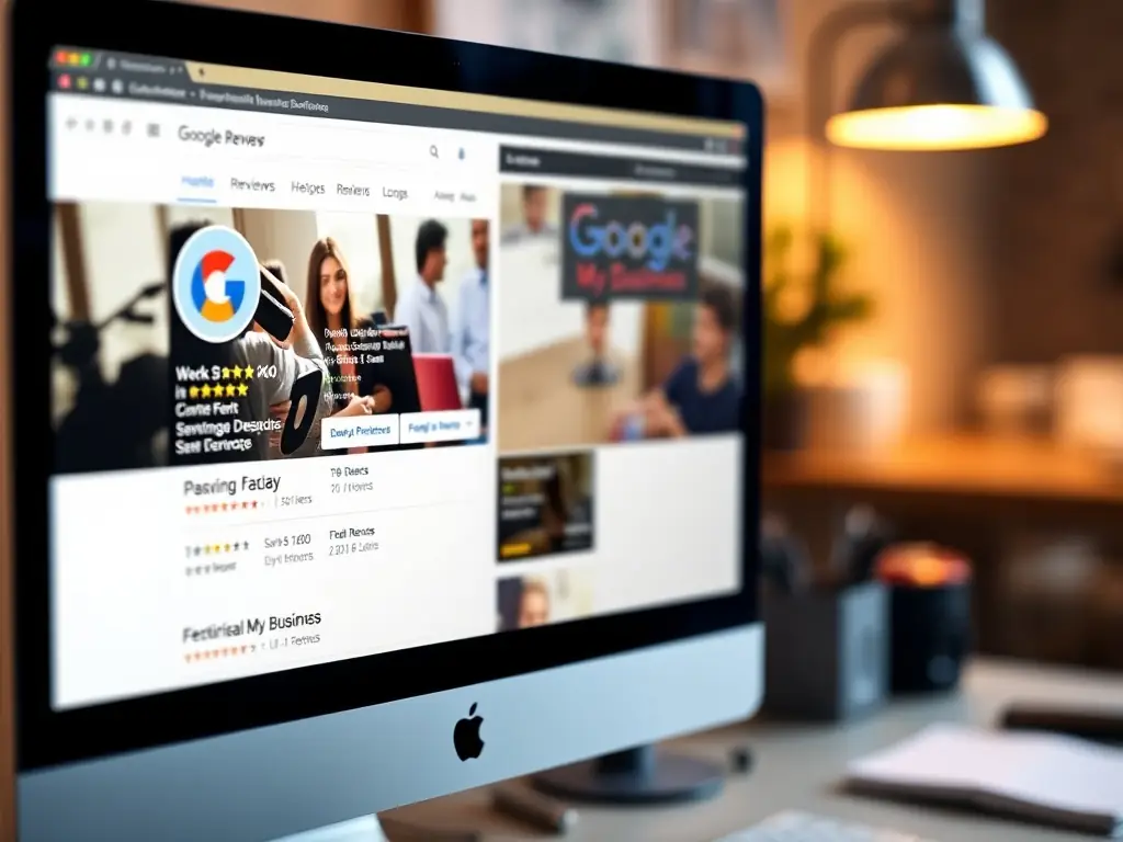 An image of a well-optimized Google My Business profile with positive reviews and complete business information.