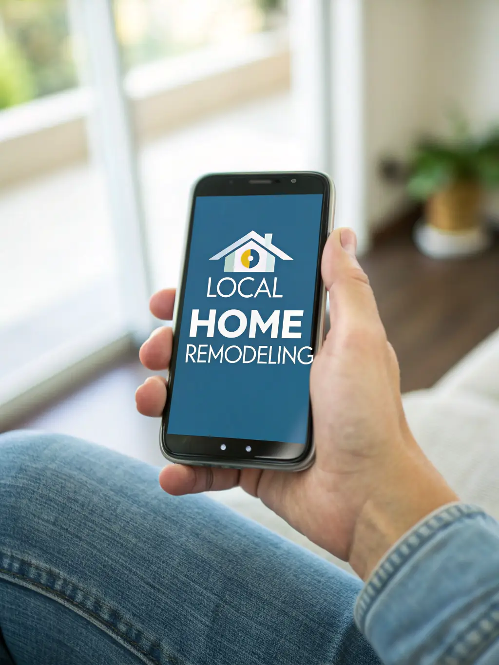 An image showing a mobile phone displaying local search results with a business prominently featured at the top.